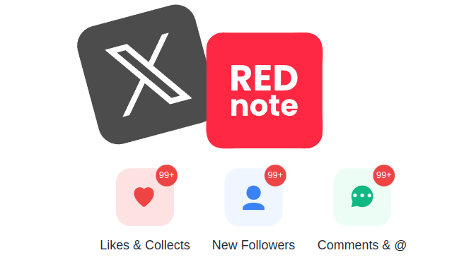 X and Rednote logo combined